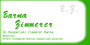 barna zimmerer business card